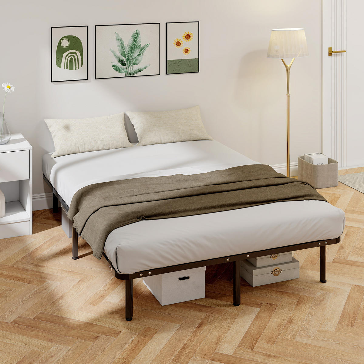 BETT 140x190 cm DE-14633 mit Stauraum, industriell Schwarz - Schwarz, Metall (140/190cm) - ComfortXL