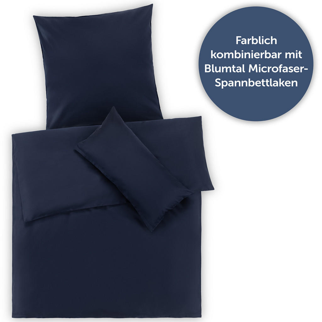 Thumbnail - Blumtal Bettwäsche, Dunkelblau, Textil, Rechteckig, 135x200 cm, Oeko-Tex® Standard 100, Schlaftextilien, Bettwäsche, Bet...
