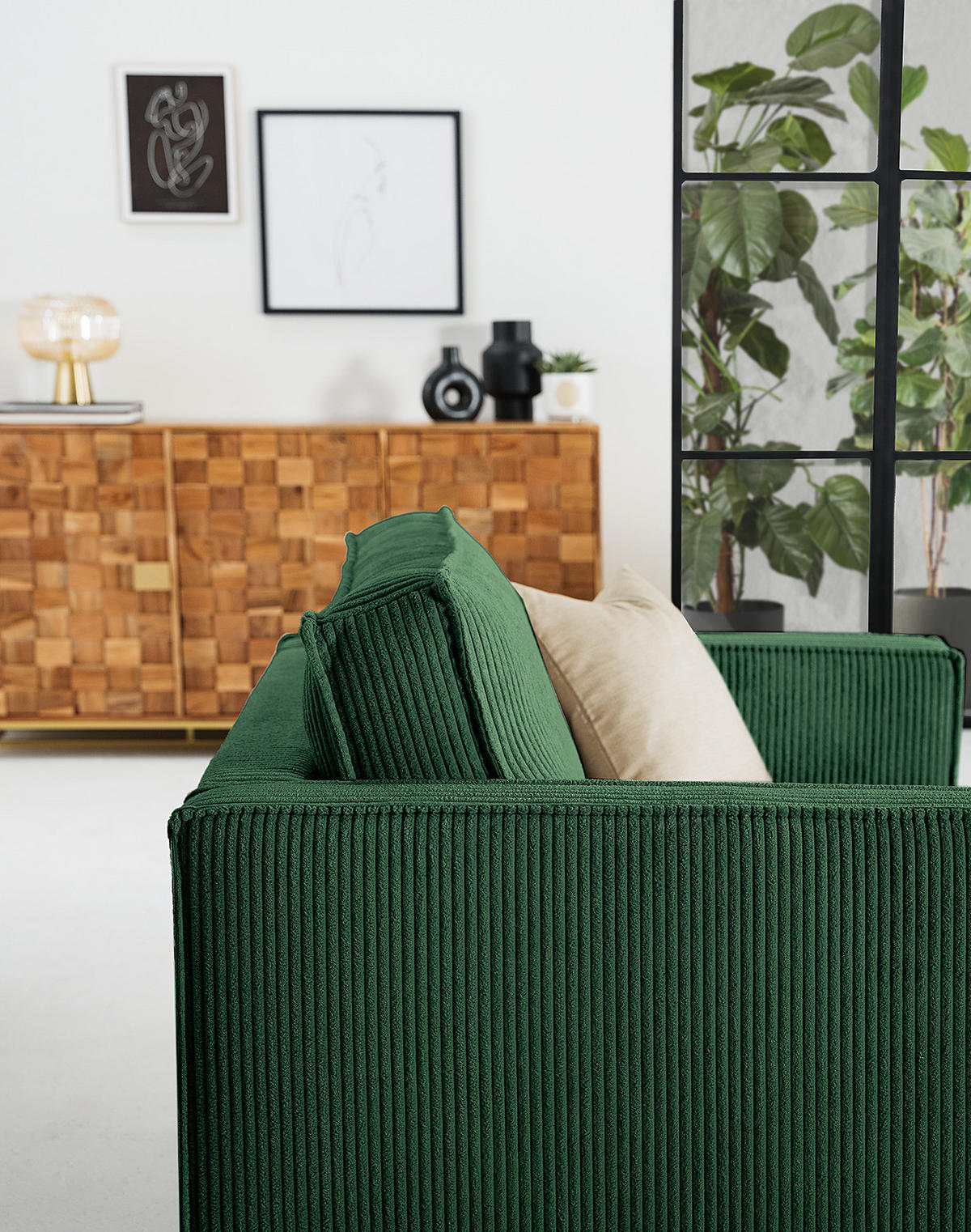 XL SESSEL - Dunkelgrün/Schwarz, Textil/Metall (117/81/96cm) - home24