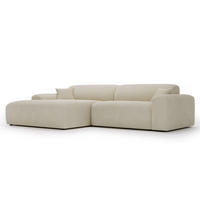 ECKSOFA mit Longchair - Cord - Beige/Schwarz, Kunststoff/Textil (284/178cm) - home24