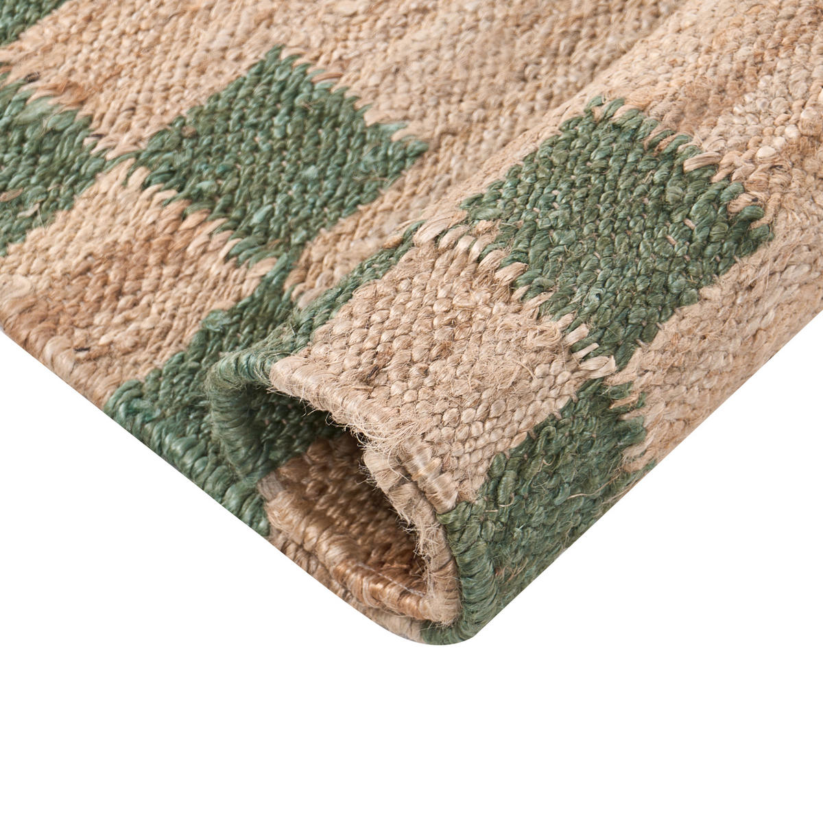 KOBEREC Béžový/Zelený 160/230 cm Juta Beed - béžová, textil (160/230cm) - Beliani