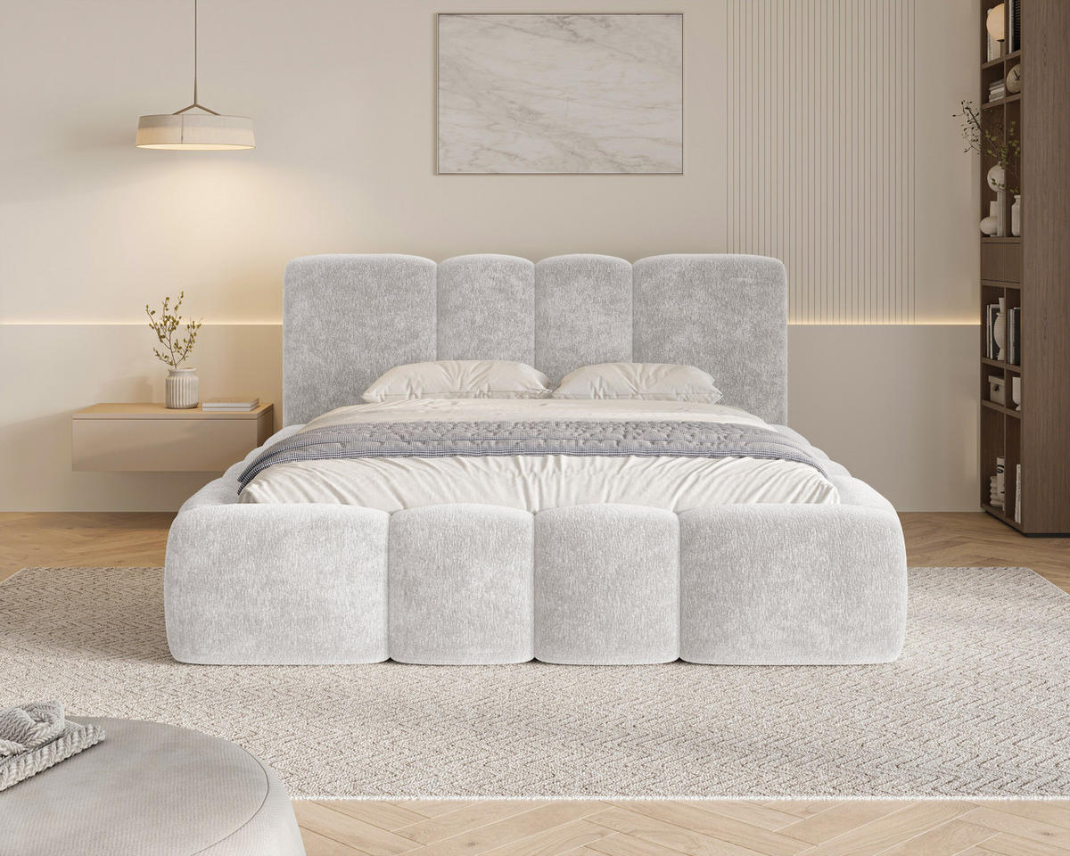 POLSTERBETT 26 - 180x200 cm – Amari – Bett mit Bettkasten und Gepolstertem Kopfteil - Grau, Holz (180/200cm) - ROYAL24_MARKT