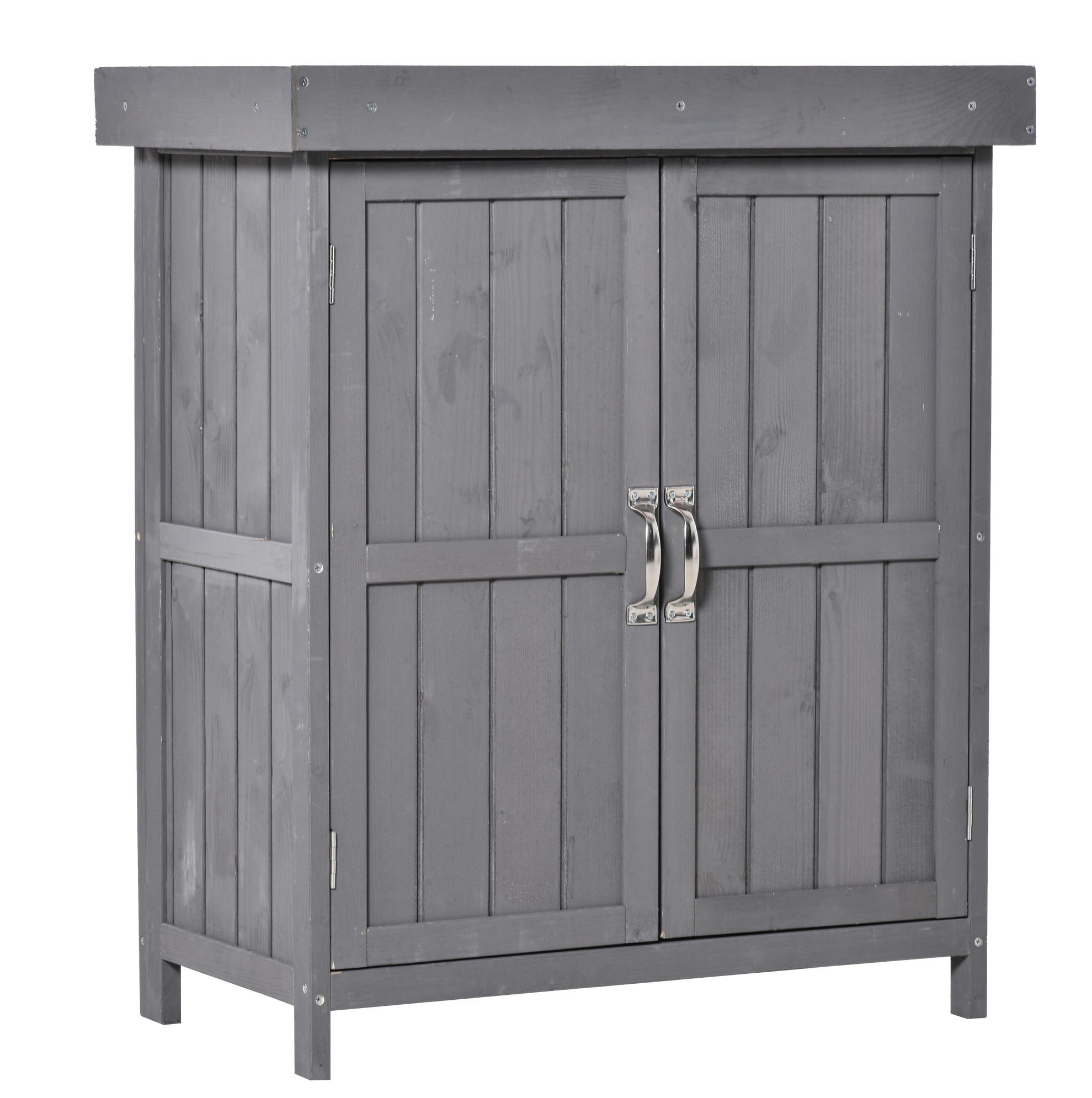 GARTENKOMMODE 74/88/43 cm Grau aus Holz mit 2 Fächern - Grau, Holz (43/88/74cm) - OKMYHOME