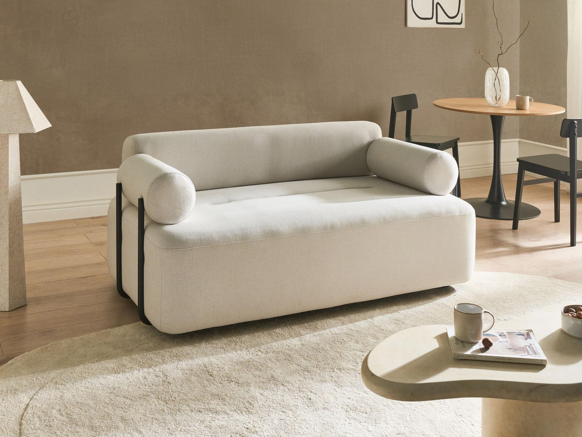2-SITZER-SOFA Stoff Cremeweiß Elva - Creme, Textil (170/74/100cm) - Beliani
