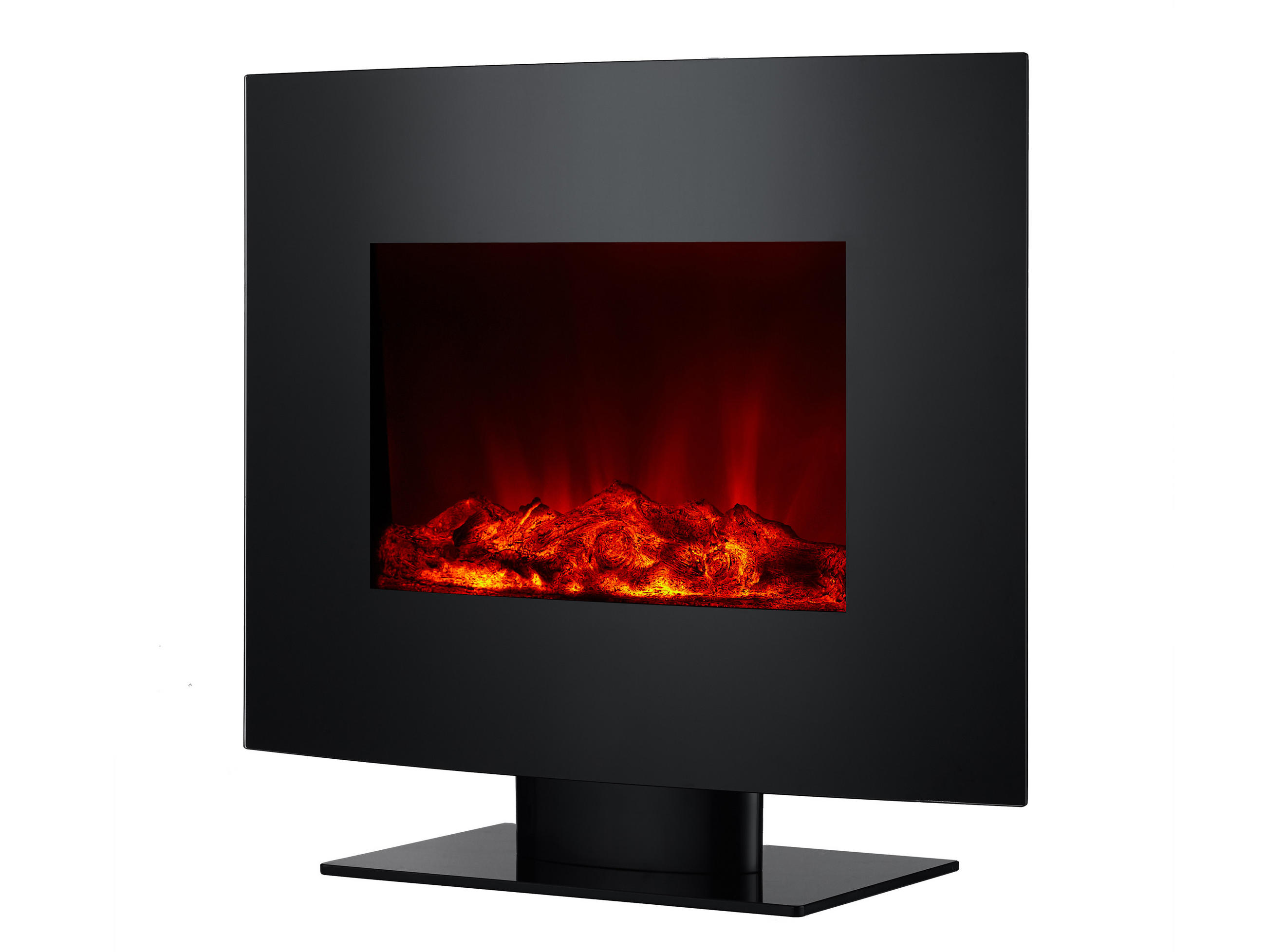 ELEKTROKAMIN Schwarz Bodenmodell mit integrierter Heizung 2000 W - Schwarz, Glas (66/52/16cm) - Purline