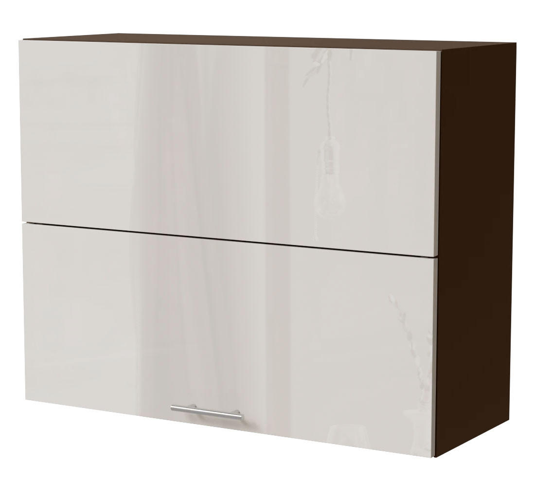 KLAPPHÄNGESCHRANK Brerra W8B/90-AV Lava / RAL 9001 creme Hochglanz 90 / 32,5 / 72cm - Dunkelgrau/Creme, Holz/Holzwerkstoff (90/72/32.5cm) - Feldmann-Wohnen