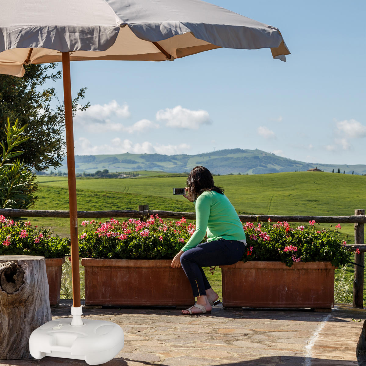 SONNENSCHIRMSTÄNDER - Grau, Kunststoff (43/43cm) - Relaxdays