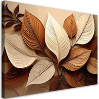 WANDBILD, Braune und beige geschichtete Blätter - Braun, Textil (30/20cm) - Feeby