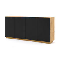 KOMMODE Artisan Eiche, Schwarz 198/89/41 - Schwarz, Holzwerkstoff (198/89/41cm) - RAUMHIRSCH FURNITURE