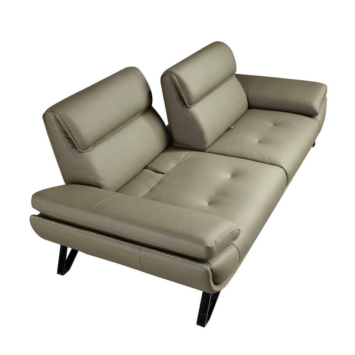 SOFA 3-Sitzer-Sofa aus olivgrünem Leder 225/127 /95 cm - Chromfarben/Dunkelgrün, Leder/Holz (225/95/127cm) - ANGEL CERDA