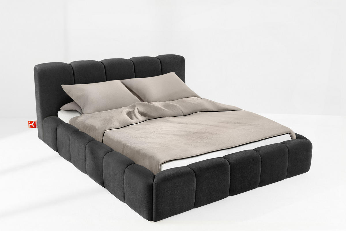POLSTERBETT OLMIRA - Anthrazit/Schwarz, Holz/Holzwerkstoff (182/203cm) - KONSIMO®
