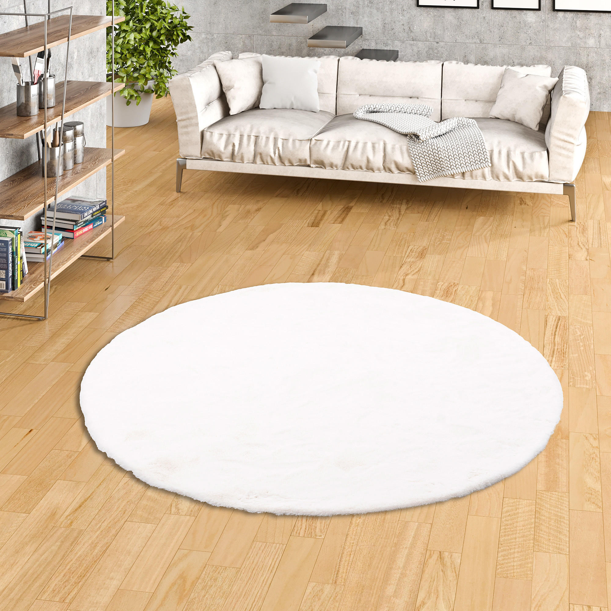 FELLTEPPICH LUXUS SUPER SOFT PLUSH RUND - Weiß, Textil (160/160cm) - Pergamon