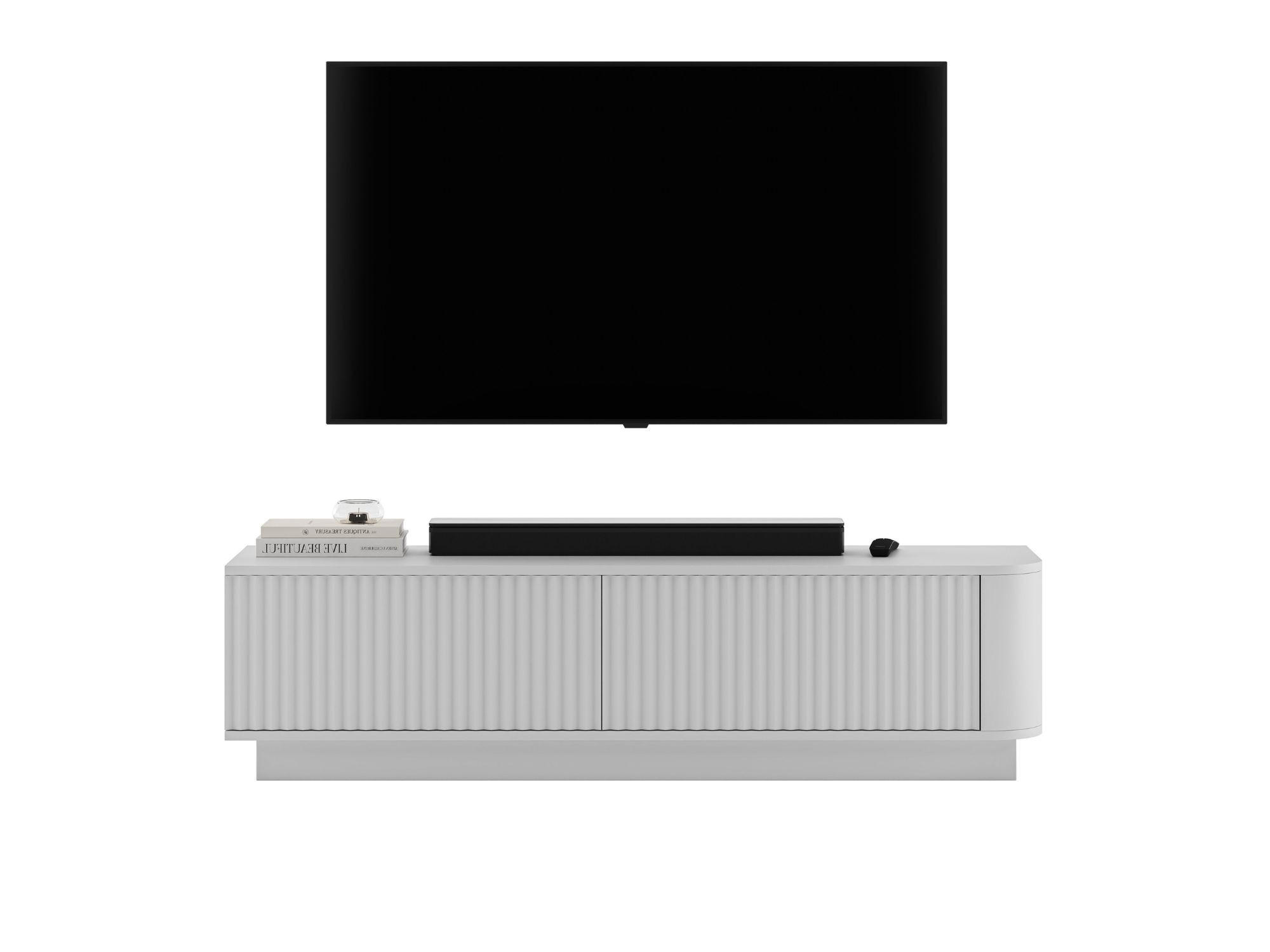 Meble Lindner TV stolek Aurora bílý matný 140 cm s podstavcem