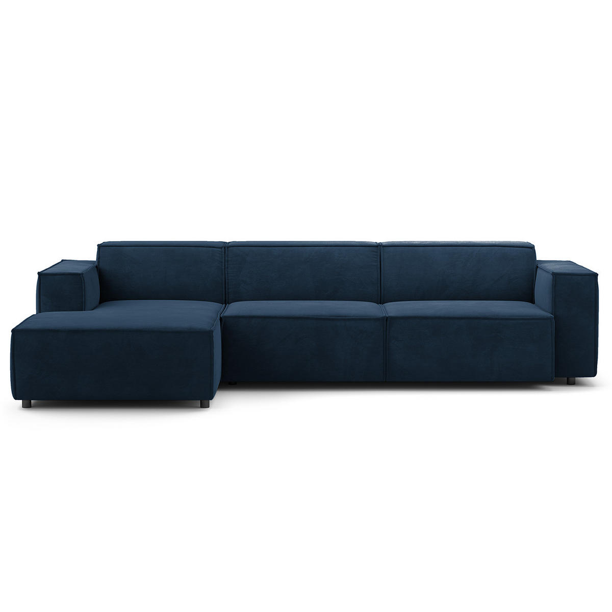 ECKSOFA mit Longchair - Schwarz/Dunkelblau, Kunststoff/Textil (294/177cm) - home24