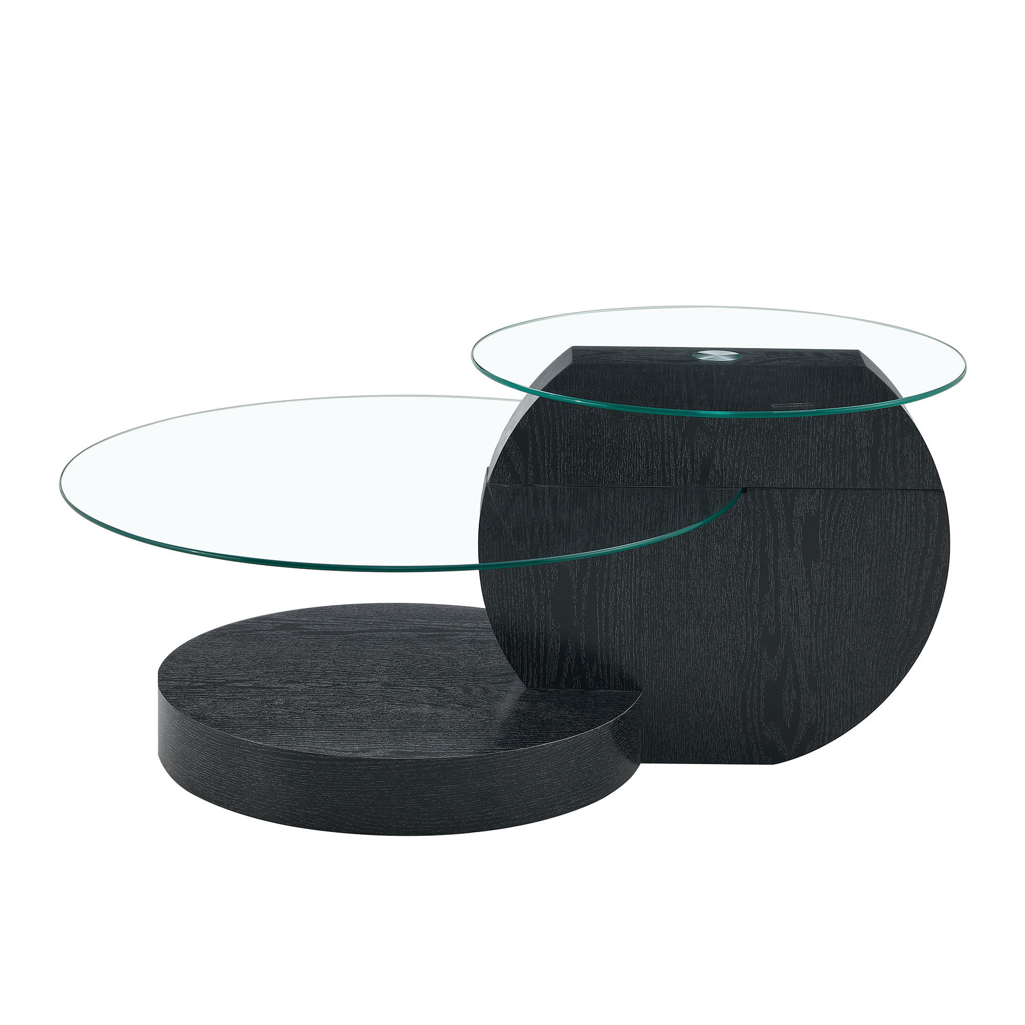 COUCHTISCH 2 Ebenen Schwarz/Transparent Sicherheitsglas MDF - Transparent/Schwarz, Glas/Holzwerkstoff (90/70/44cm)