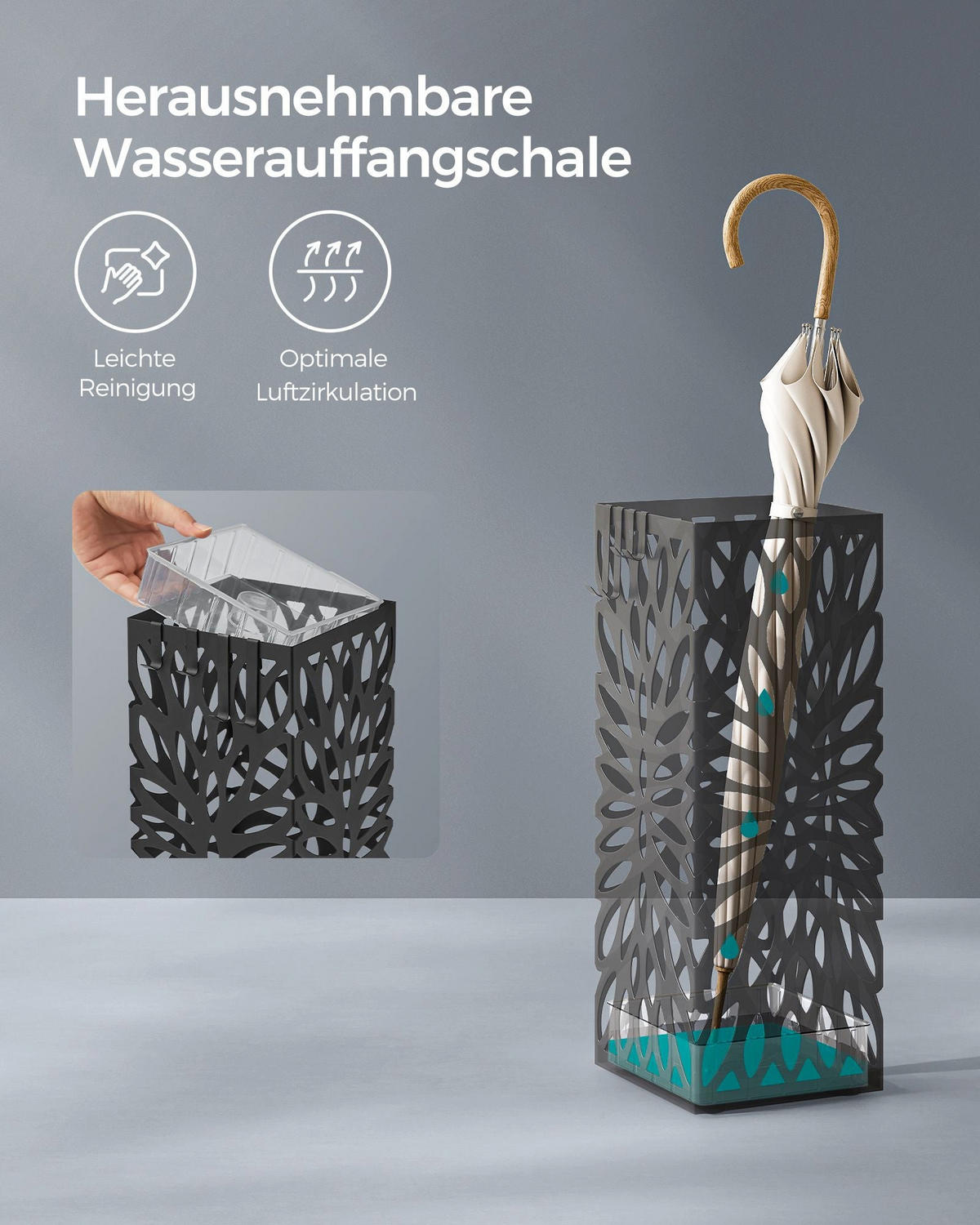 REGENSCHIRMSTÄNDER SANTO DOMINGO - Schwarz, Kunststoff (15.5/41/15.5cm) - Hansiro