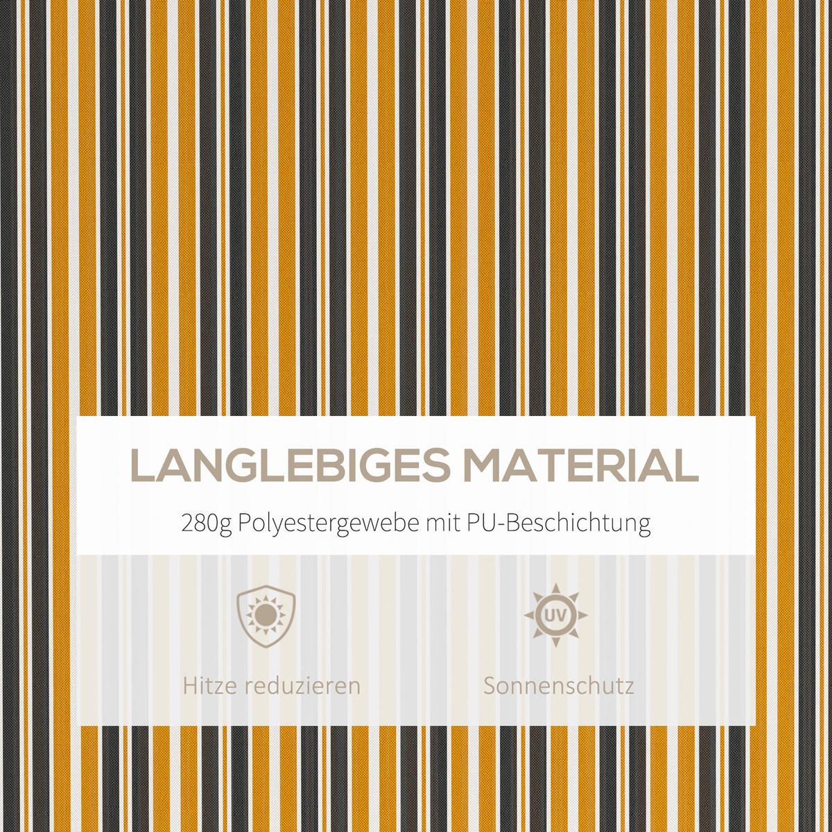 MARKISE Alu+Polyester Gelb+Grau - Gelb/Grau, Kunststoff/Metall (250/1/350cm) - Outsunny