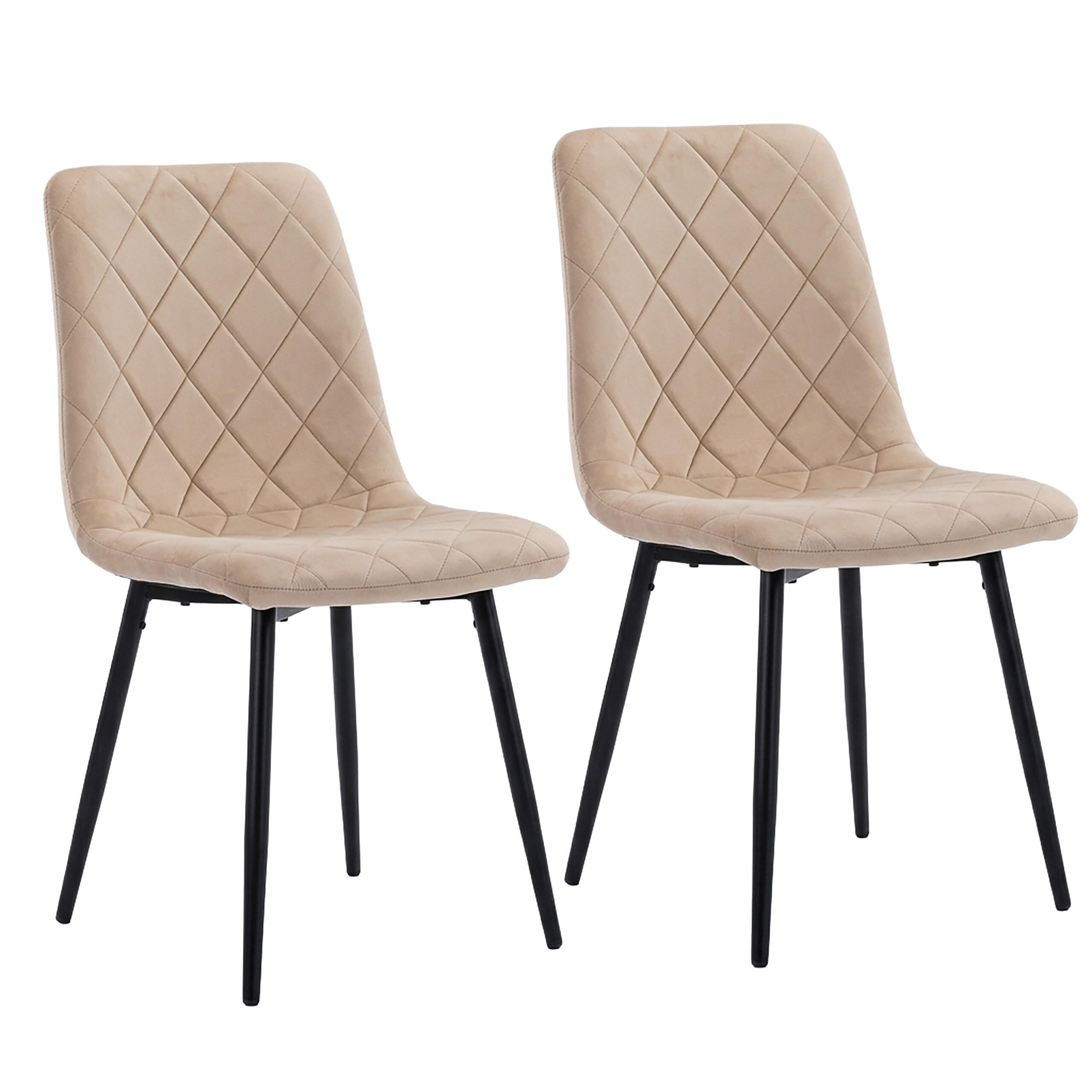 ESSZIMMERSTUHL Beige 2er-Set Samt Metallbeine - Beige, Holz/Textil (43/86/53.5cm) - Relaxdays