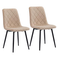 STOL Beige 2-pack sammet metallben - Beige, Trä/Textil (43/86/53.5cm) - Relaxdays