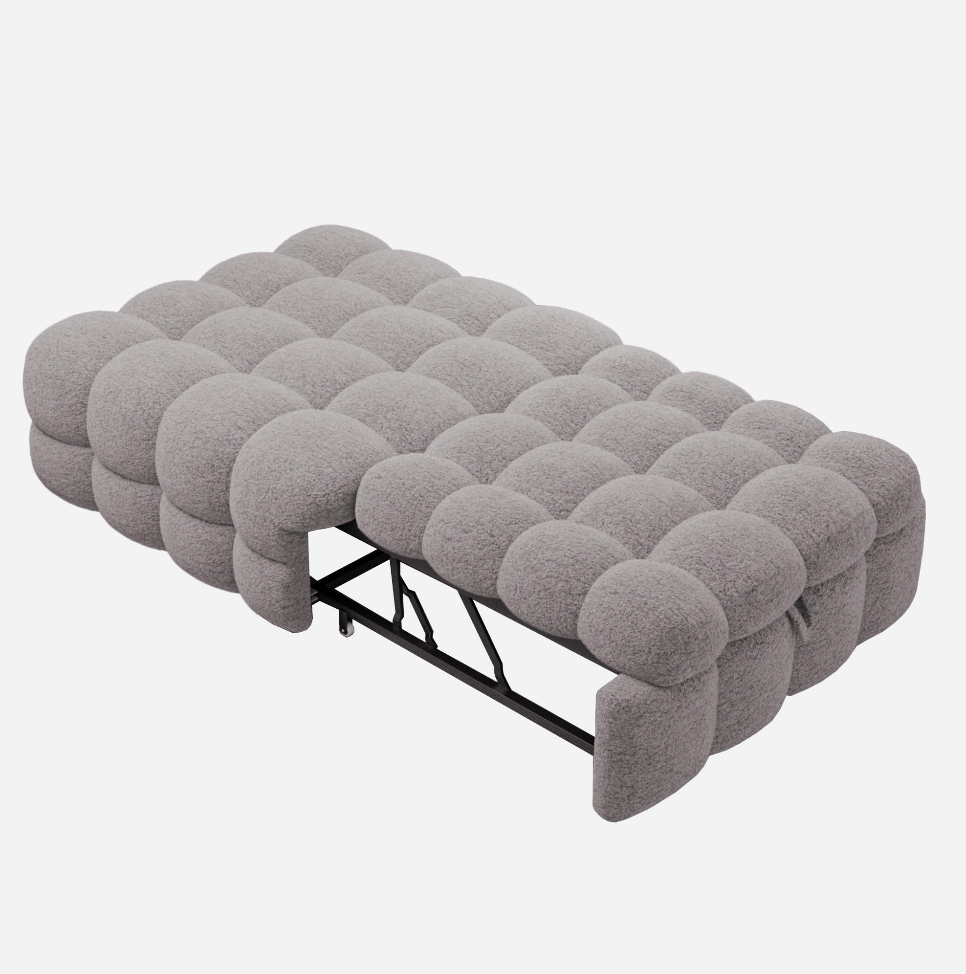 BETT 183/76 cm in Grau aus Teddy-Stoff, 2-in-1 ausziehbar - Grau, Textil (70/180cm) - Flora Grace