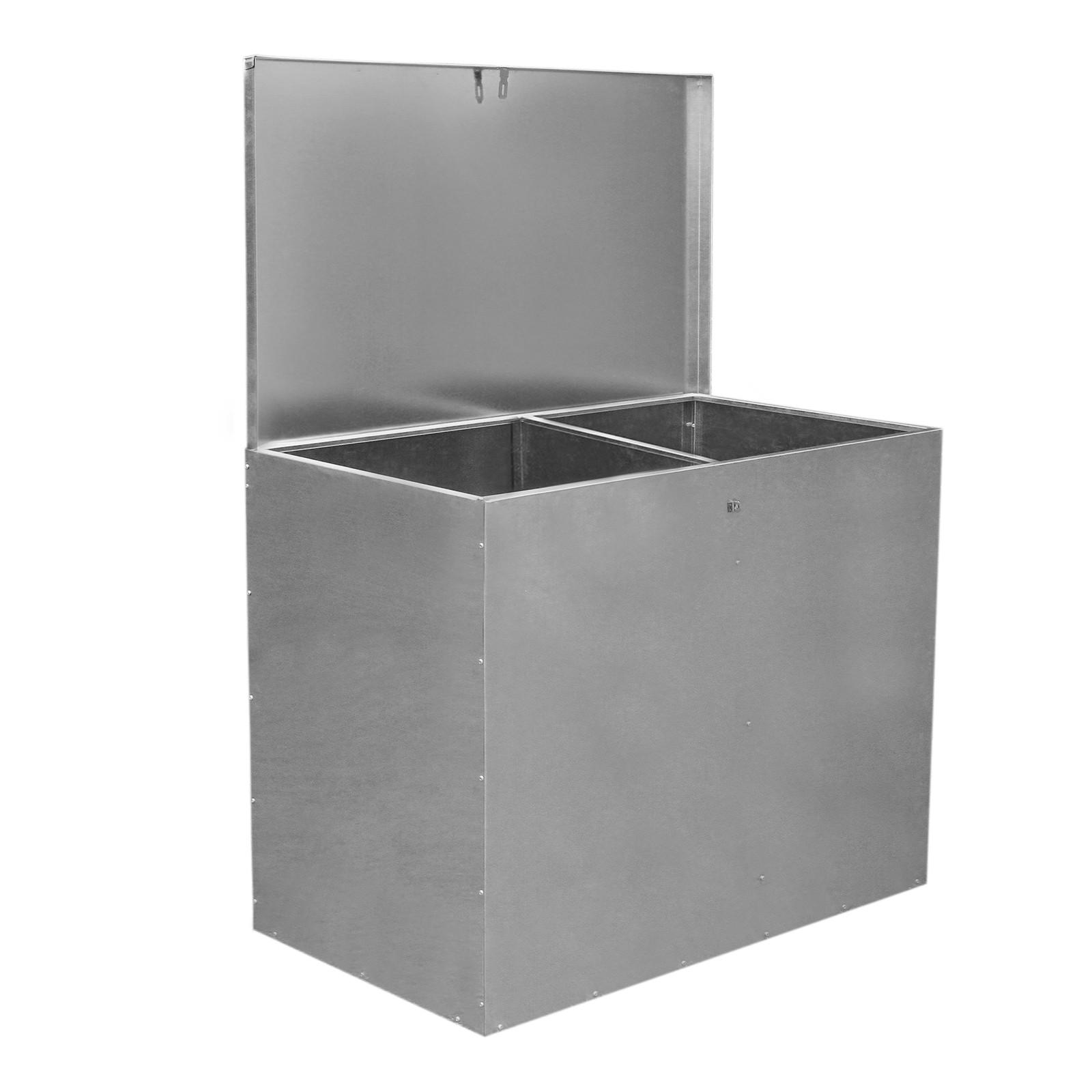 FUTTERBEHÄLTER verzinkt- 2 Fächer - Alufarben, Metall (112/1/67cm) - Monstershop