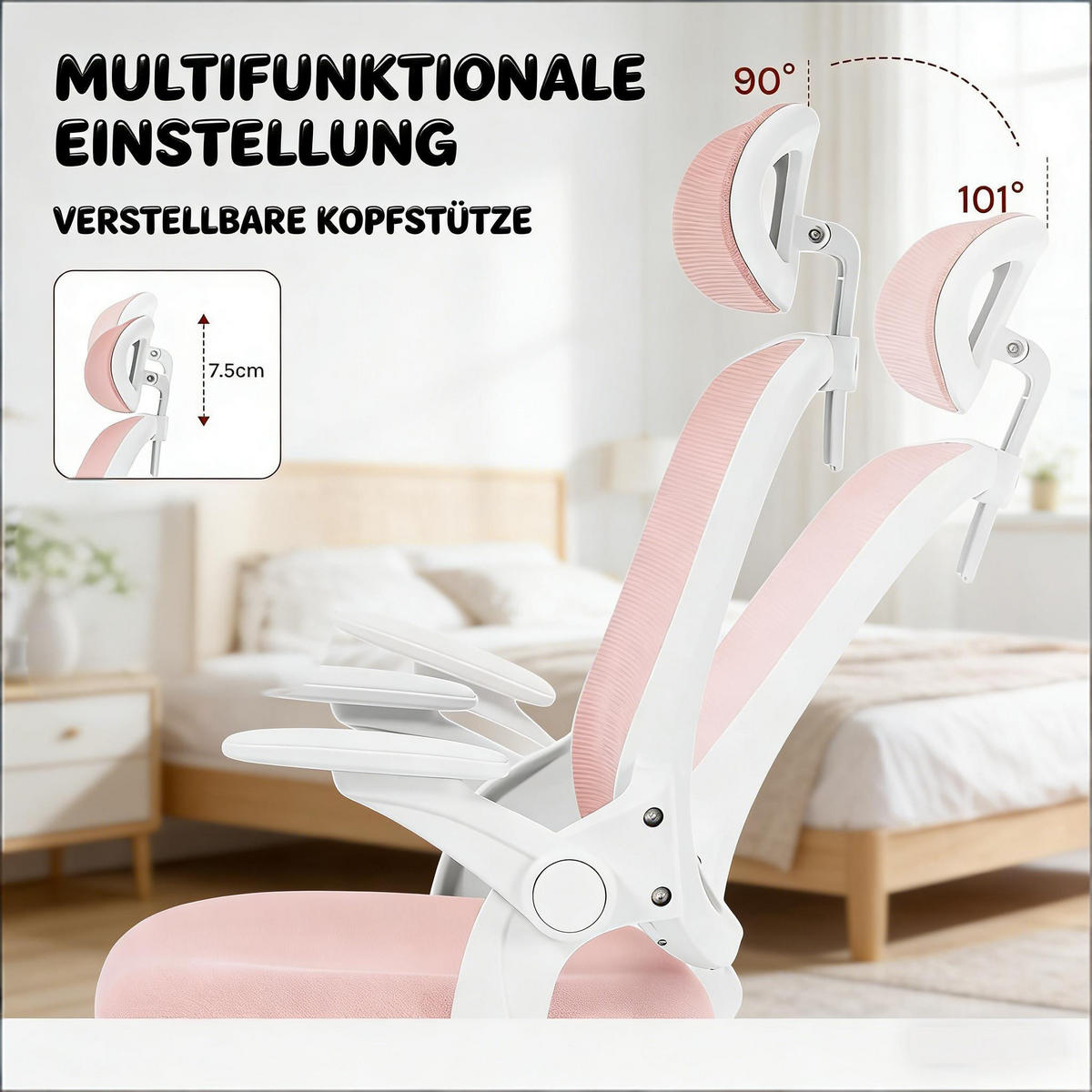 BÜROSTUHL Rosa 63.5/47/117.5 cm - Pink, Metall (63.5/117.5/47cm) - PANGIVO