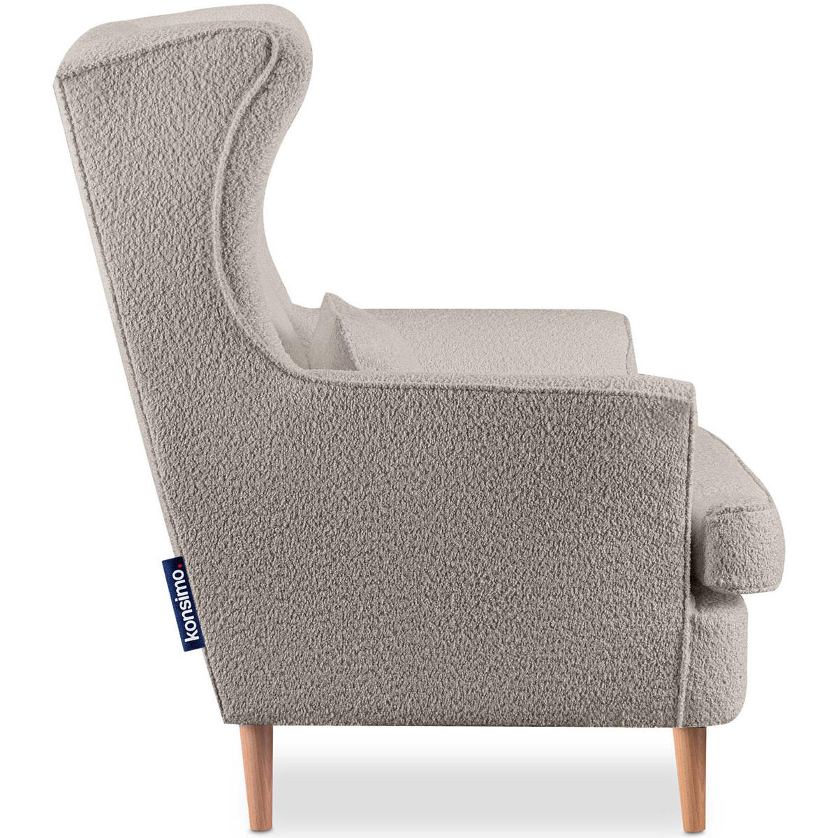 OHRENSESSEL STRALIS mit Sitzhocker, Beige - Graubraun, Textil (82/108/80cm) - KONSIMO®