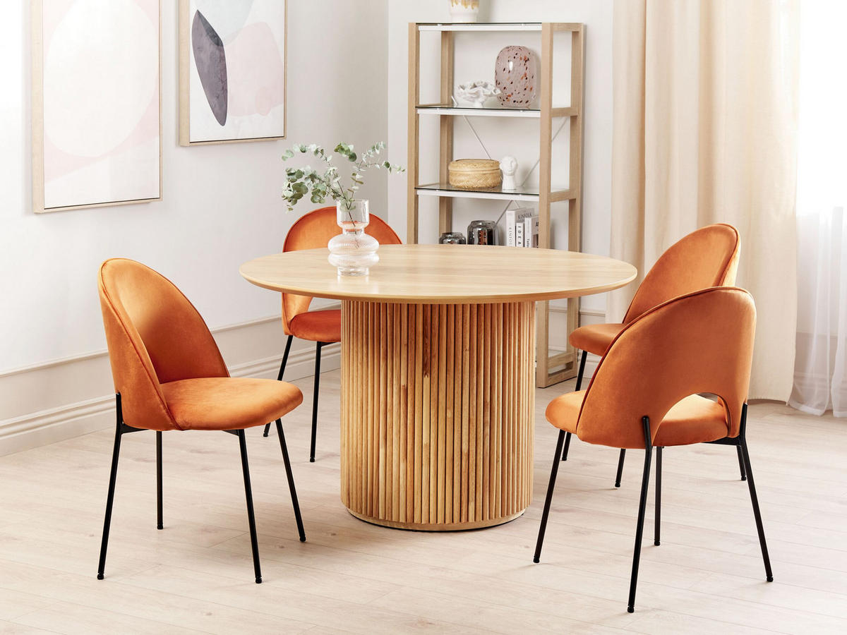 ESSZIMMERSTUHL 2er-Set Samtstoff Orange Covelo - Orange, Textil/Metall (46/84/45cm) - Beliani