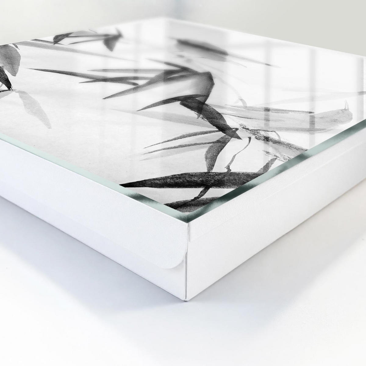 SCHLÜSSELBOX Weiß 30x30 cm – Türöffnung nach rechts - Bambus Natur - Weiß, Metall (30/30/5cm) - TULUP