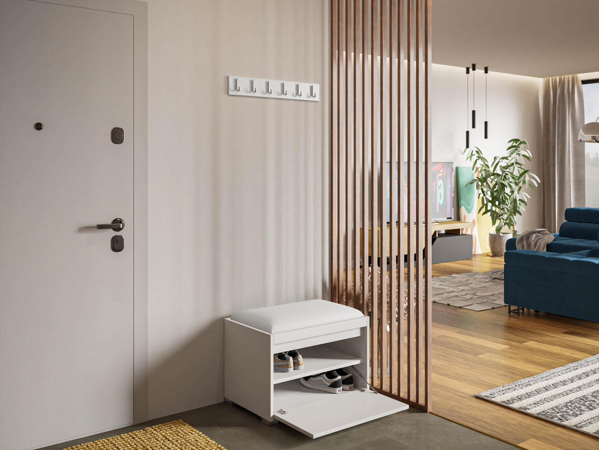 GARDEROBEN-SET Grawis 60 III - Weiß Hochglanz/Silberfarben, Holzwerkstoff/Kunststoff (64.5/45/34cm) - MIRJAN24