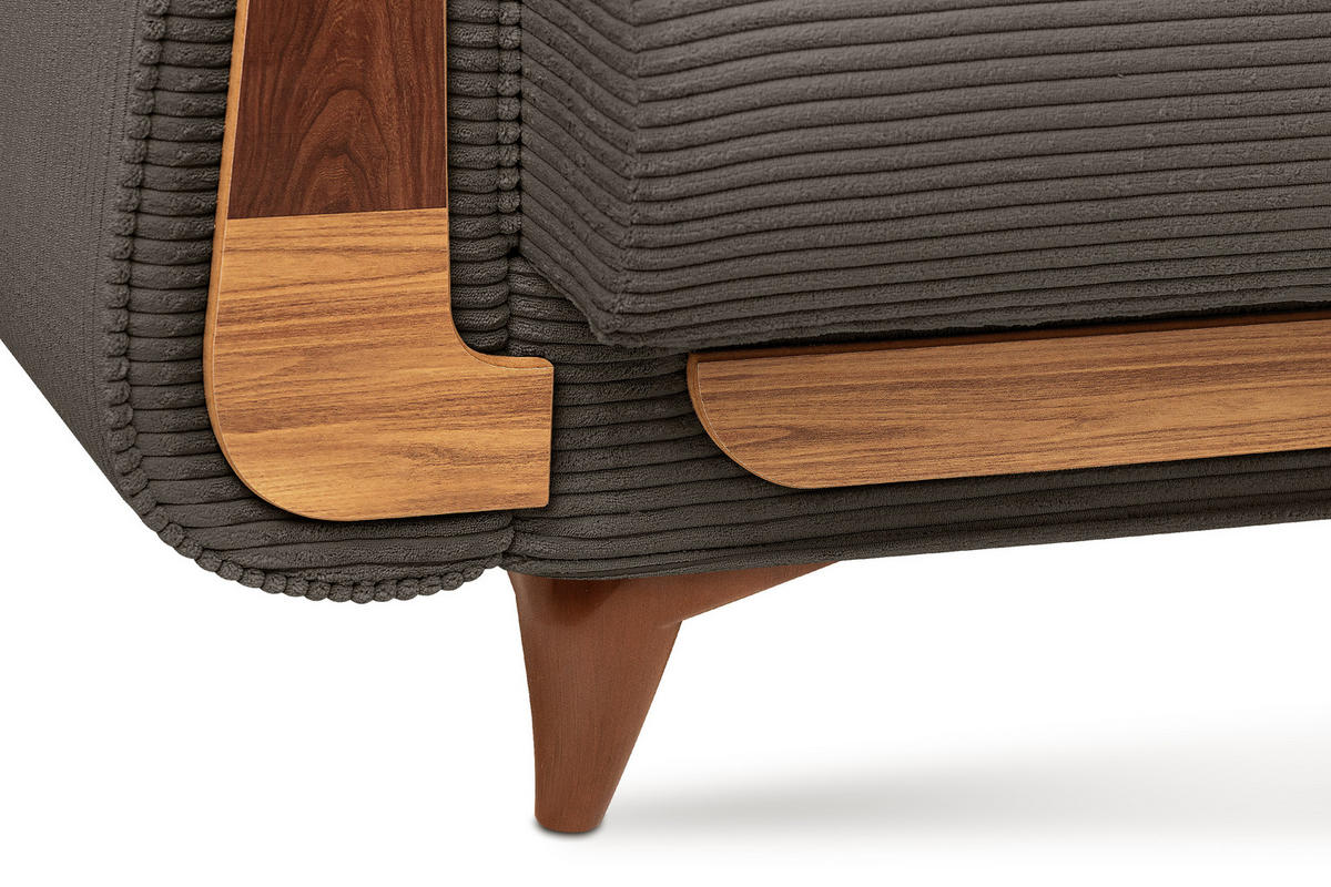 3-SITZER-SCHLAFSOFA GUSTAVO II mit Armlehnen, Graubeige - Greige/Beige, Holz/Holzwerkstoff (230/98/98cm) - KONSIMO®