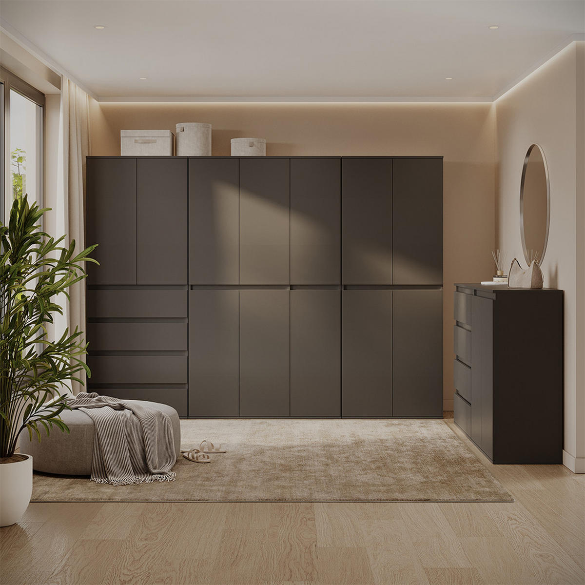 KOMMODE Claus Anthrazit 74 x 99.6 cm mit 4 Schubladen - Anthrazit, Holzwerkstoff (74/99.6/40cm) - Vicco