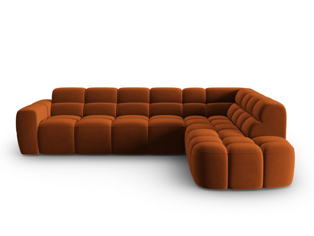 ECKSOFA rechts Lisa aus Samt terrakotta 5 Sitzplätze - Terra cotta, Textil (234/293cm) - Micadoni