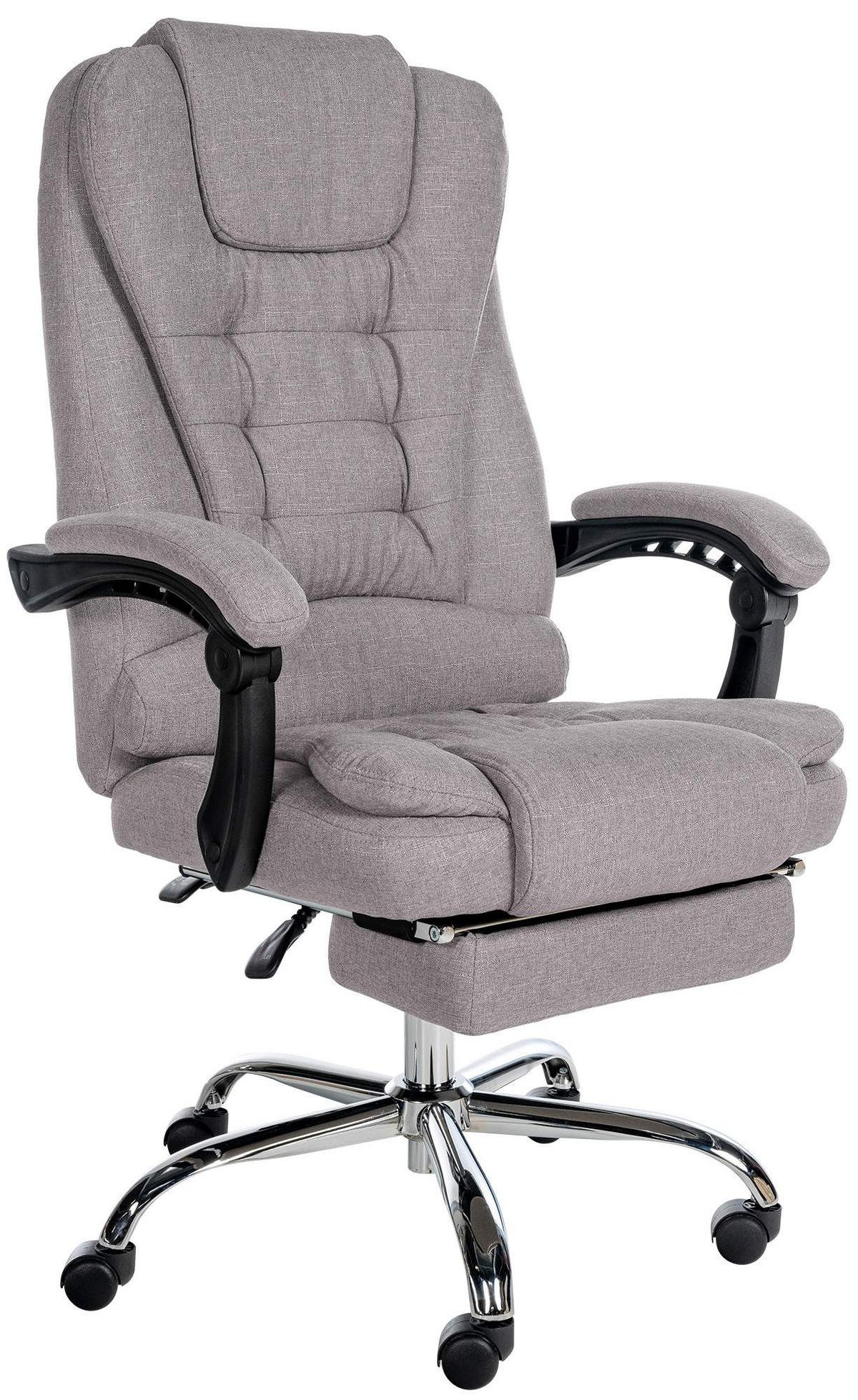 CHEFSESSEL Stoff grau - Chromfarben/Grau, Textil/Metall (67/115/68cm) - CLP