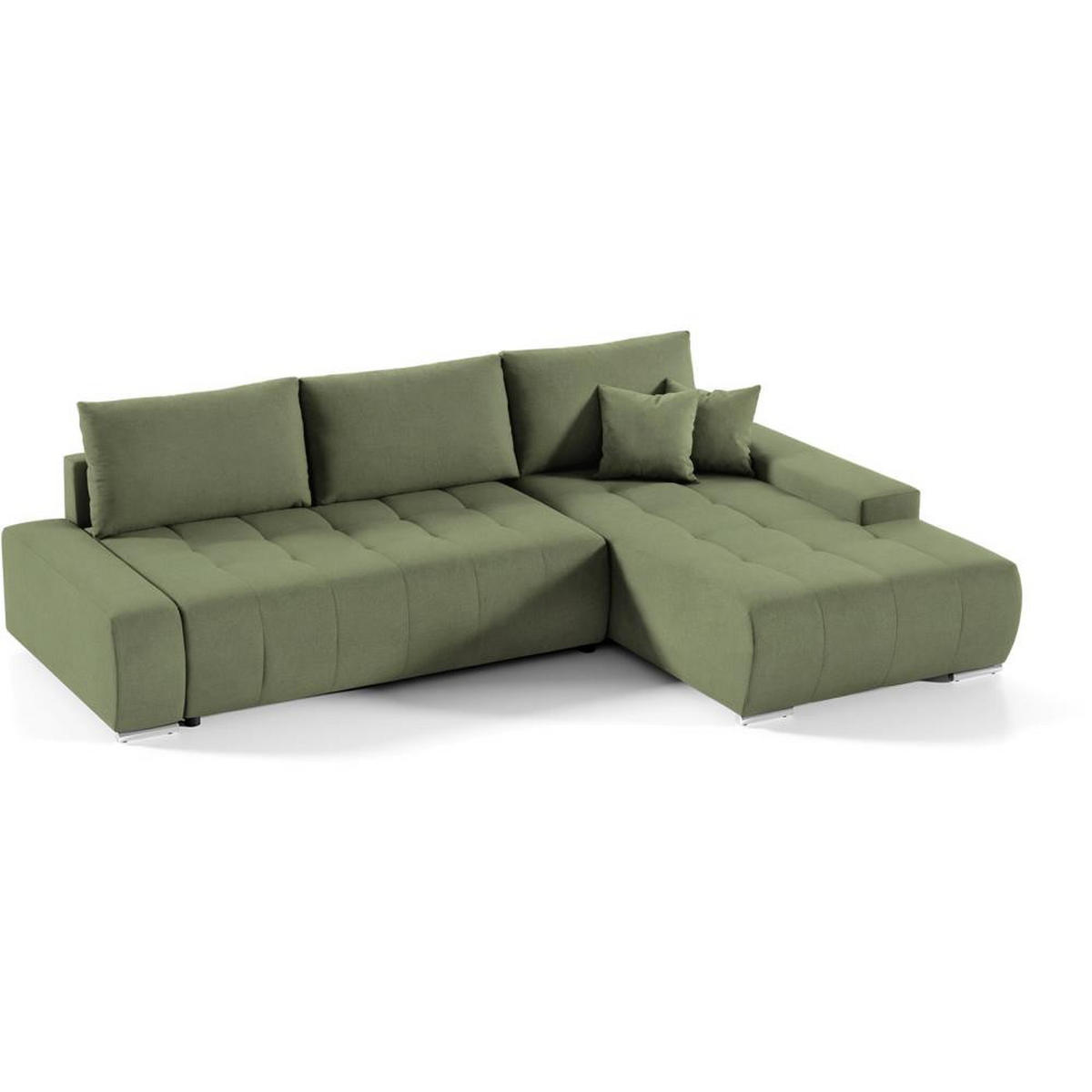 ECKSOFA Draco L grün rechts - Chromfarben/Grün, Textil/Metall (267/186cm) - Beautysofa