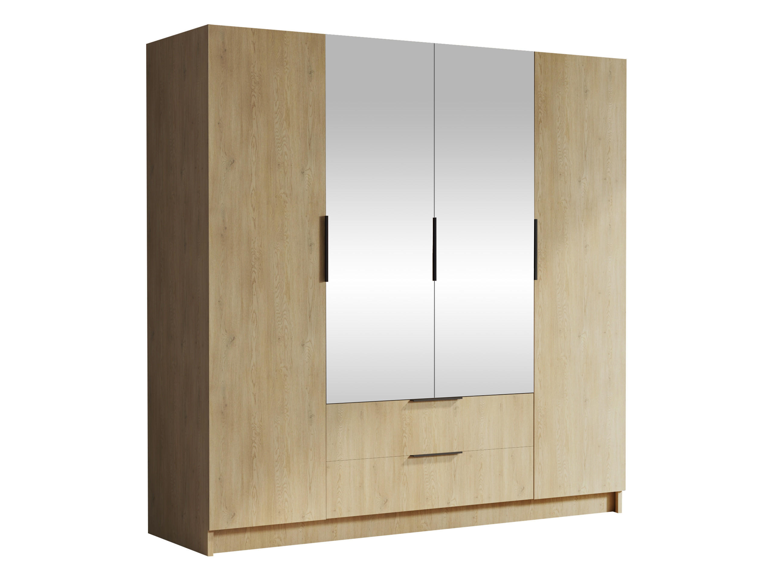 KLEIDERSCHRANK Sofia II - Eichefarben/Schwarz, Holzwerkstoff/Kunststoff (200/216/60cm) - MIRJAN24
