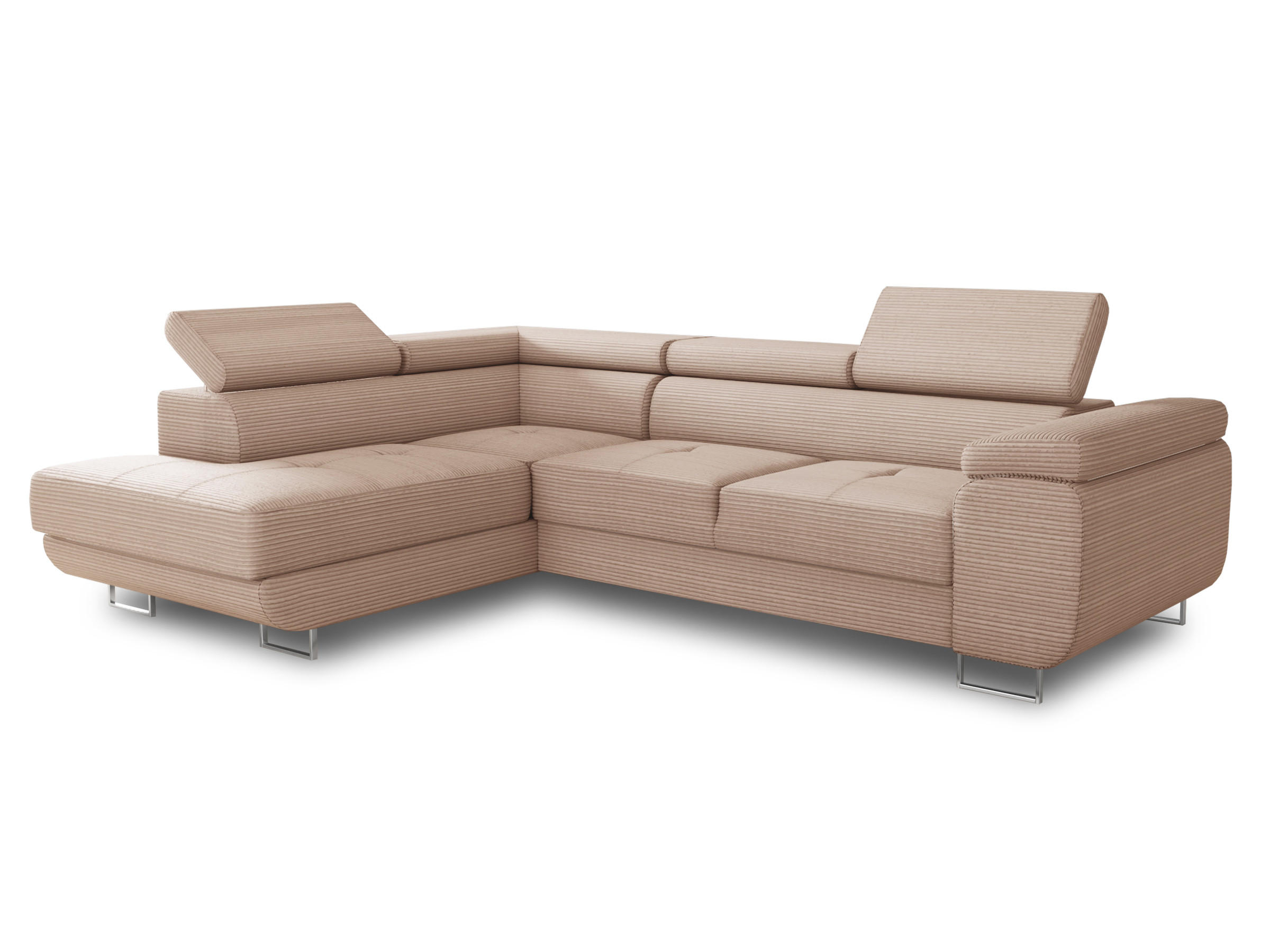ECKSOFA Caris Cord, Seite: Links - Rosa, Holz/Textil (273/203cm) - Sofnet