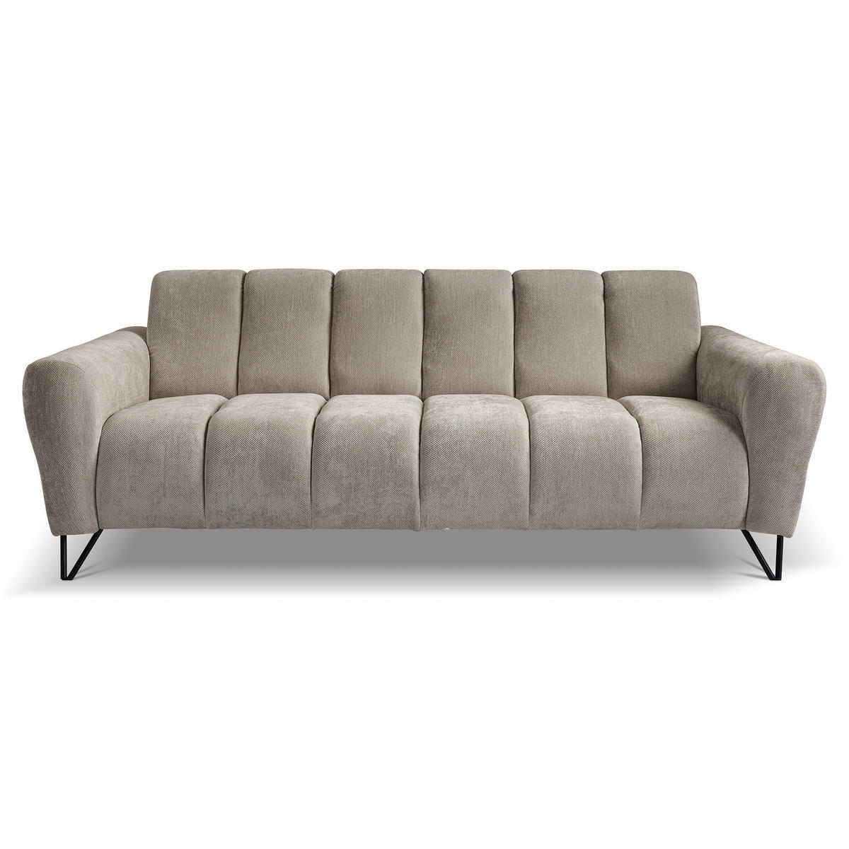 3-SITZER SOFA Volare mit Metallbeinen Hellbraun - Hellbraun/Schwarz, Textil/Metall (220/83/98cm) - Beautysofa