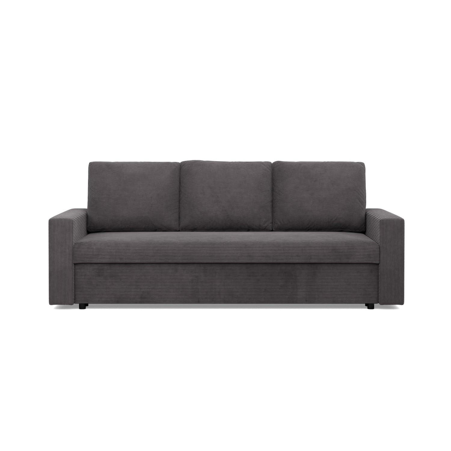 SOFA 3-SITZER MIT SCHLAFFUNKTION NEO, Cord - Dunkelgrau - Grau, Textil (220/85/92cm) - Mebligo
