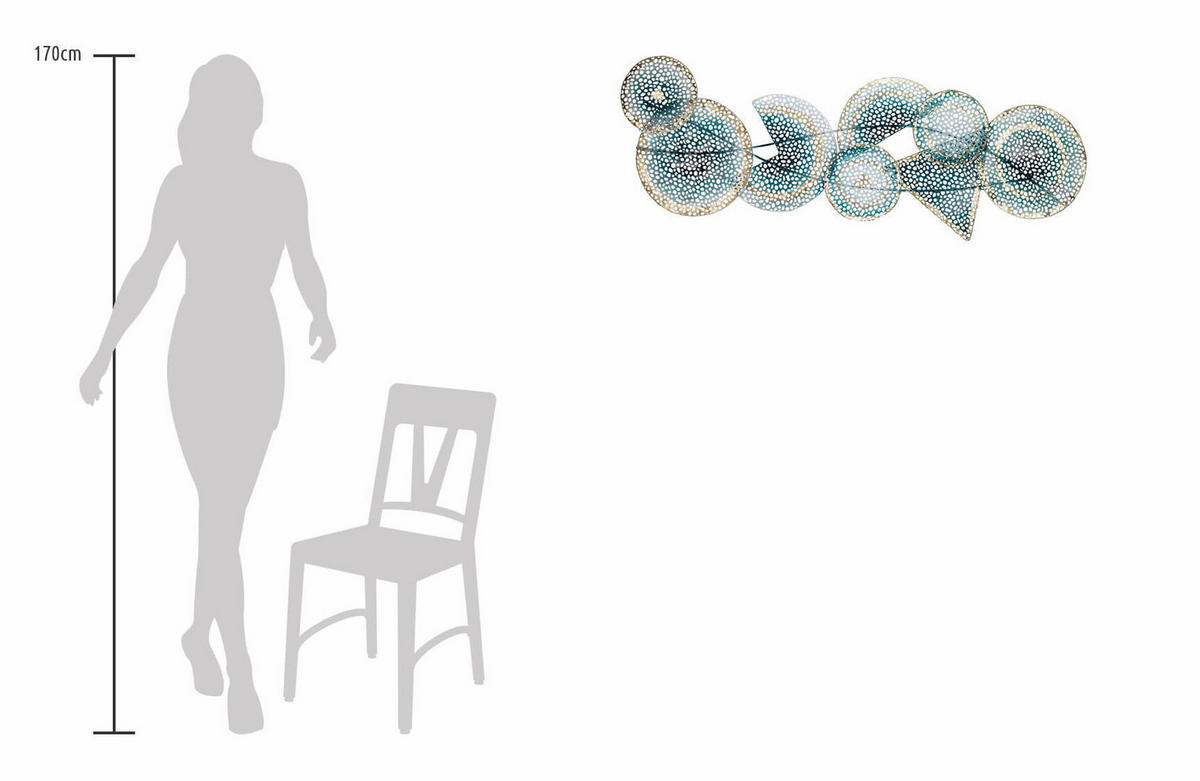 WANDDEKO Türkis 120/40 cm - Türkis, Metall (2/40/5cm) - KUNSTLOFT