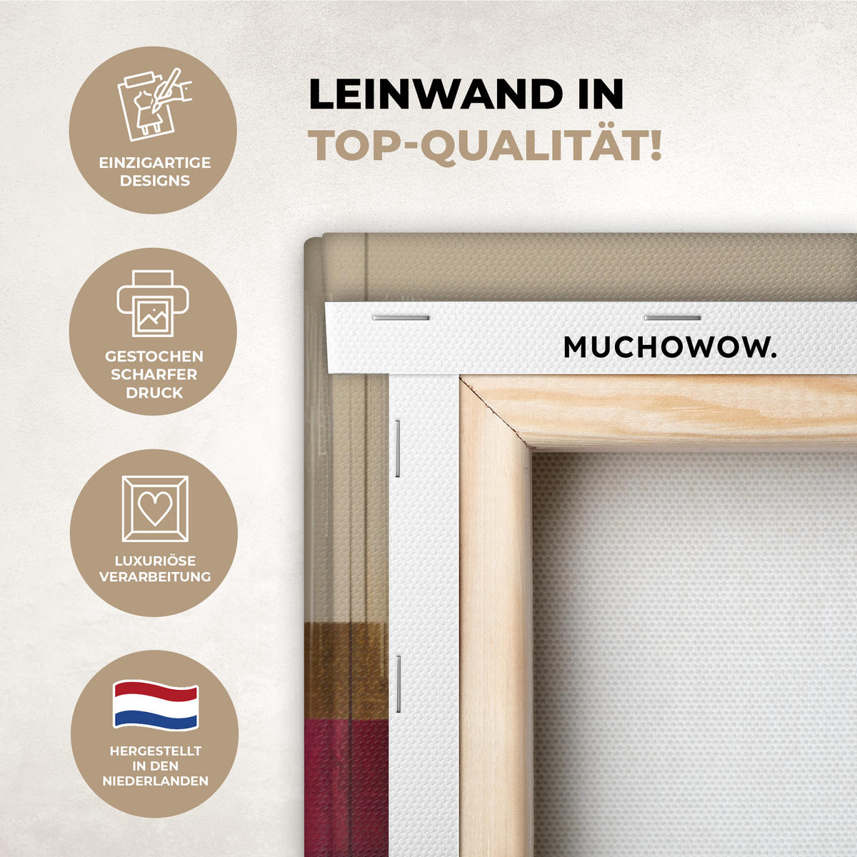 LEINWANDBILD Abstrakt - Formen - Beige - Texturen Groß 140x90 cm - Beige, Textil (140/90cm) - MuchoWow