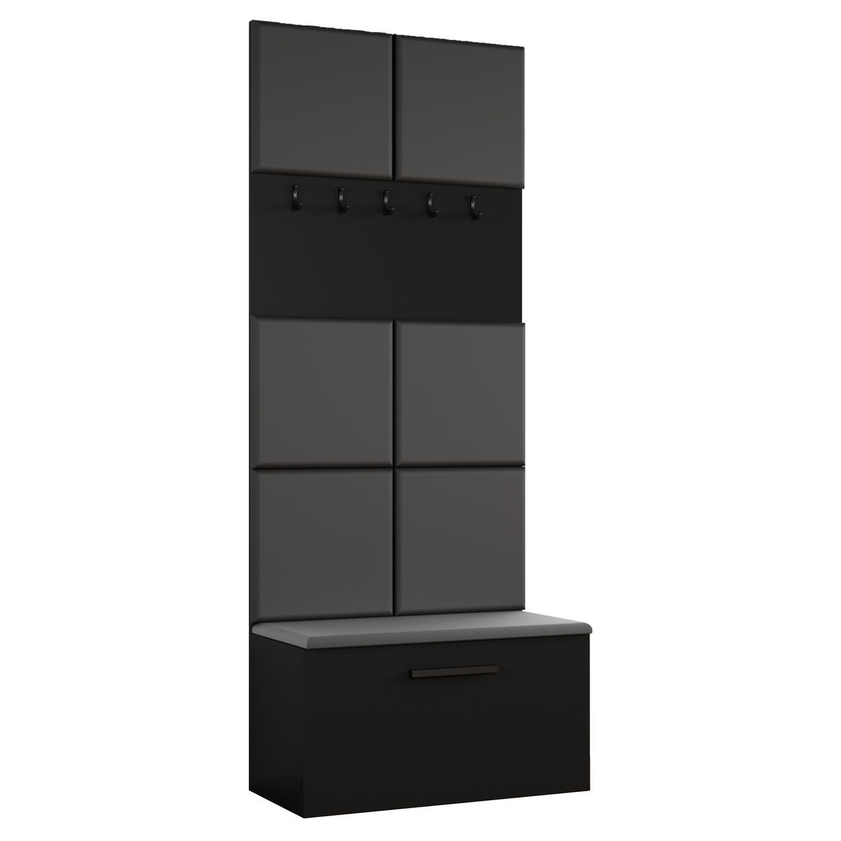 GARDEROBENSCHRANK MODULO 161,2/204/40 cm Modern Garderobe-Set Schwarz - Schwarz/Grau, Holzwerkstoff (161.2/204/40cm) - MASSENO