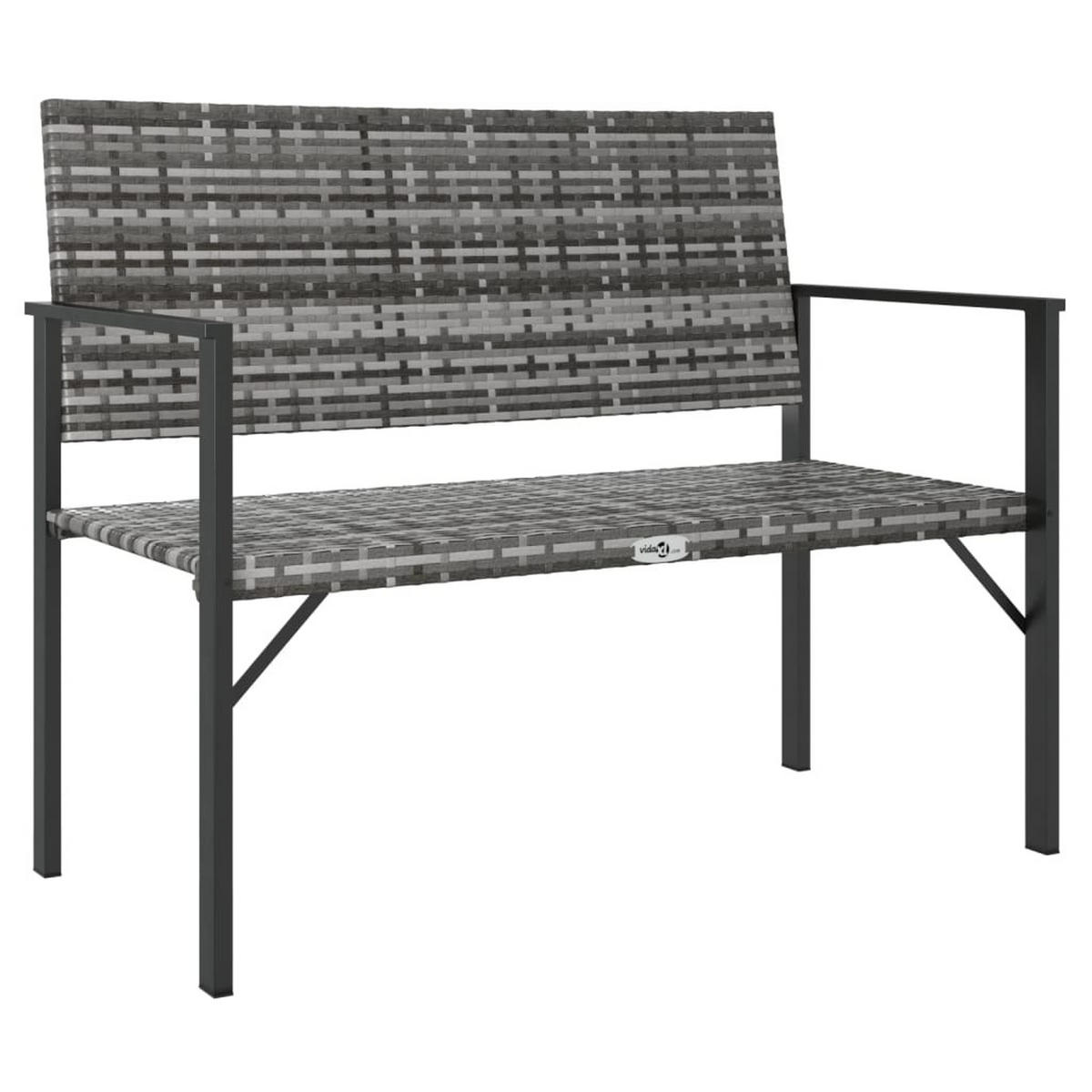 GARTENBANK 2-Sitzer Grau Poly Rattan - Grau, Kunststoff (109/88/62cm) - furnicato