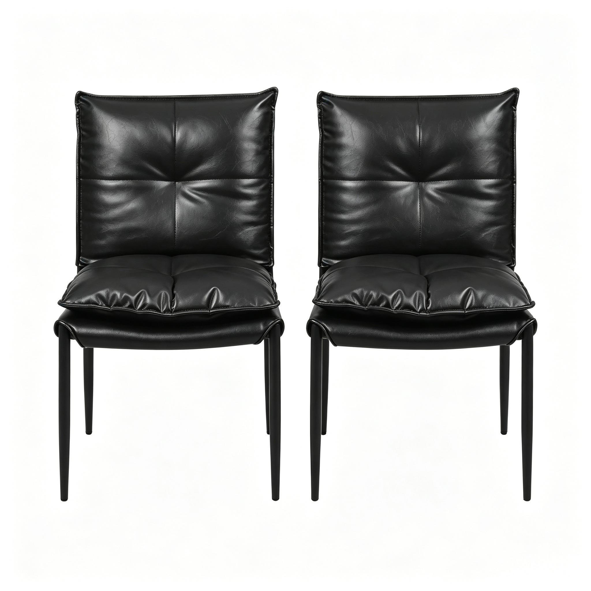 STUHL-SET DE-36235 2 Stück mit Kunstlederbezug Schwarz - Schwarz, Metall (55/87/48cm) - ComfortXL