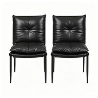 STUHL-SET DE-36235 2 Stück mit Kunstlederbezug Schwarz - Schwarz, Metall (55/87/48cm) - ComfortXL