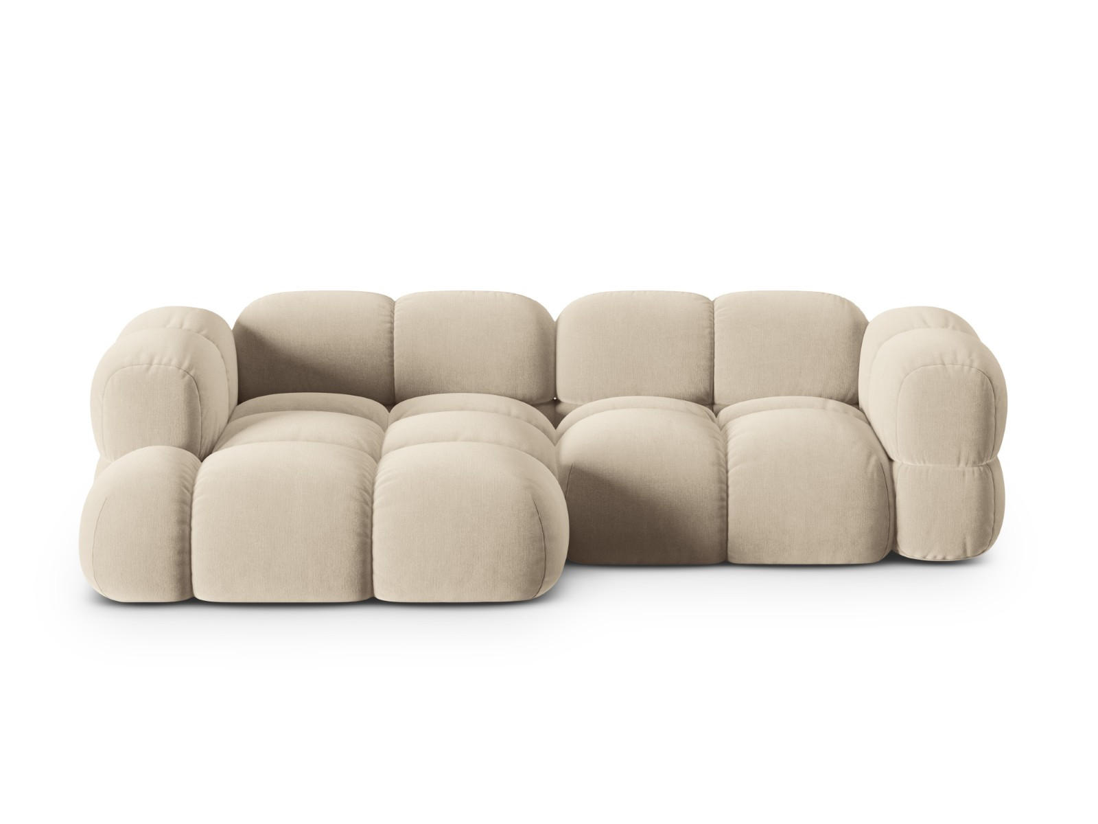 ECKSOFA links Loretto aus Samt leichtes beige 3 Sitzplätze - Creme, Textil (147/250cm) - Cosmopolitan Design