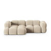 ECKSOFA links Loretto aus Samt leichtes beige 3 Sitzplätze - Creme, Textil (147/250cm) - Cosmopolitan Design