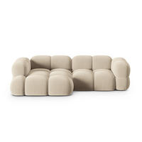 ECKSOFA links Loretto aus Samt leichtes beige 3 Sitzplätze - Creme, Textil (147/250cm) - Cosmopolitan Design