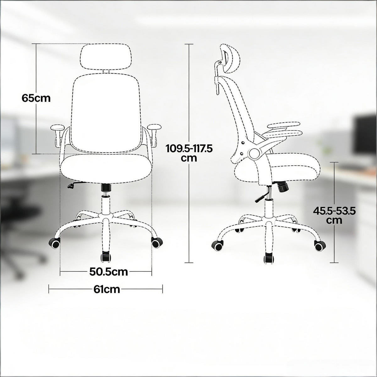 DREHSTUHL ergonomischer Bürostuhl mit Wippfunktion 150 kg - Schwarz, Leder (63.5/118/47cm) - Gisaae