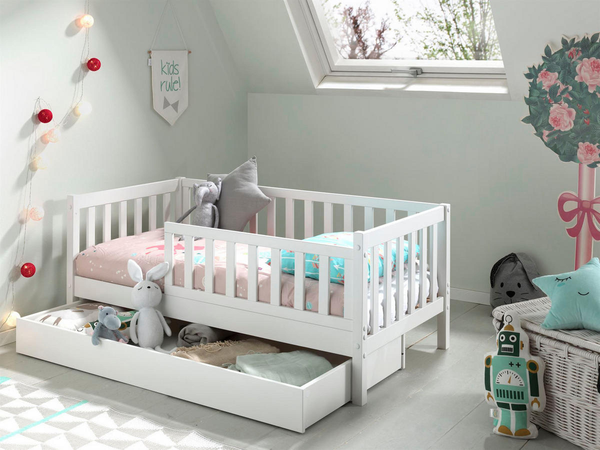 JUNIORBETT Karie 148x60x76 aus Massivholz+MDF in Weiß - Weiß, Holz (70/140cm) - 58aufmkessel